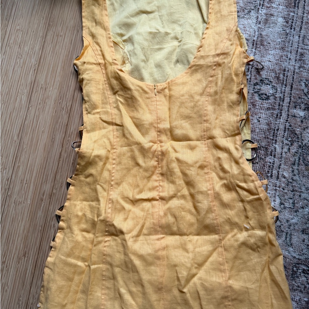 Sleeveless Mini Dress with Ring Side Cutouts - Yellow - Picture 9 of 12